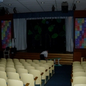 Folkshul Batik Quilts in the Springside School Auditorium 